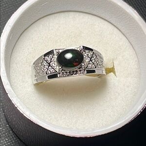 Elegant Silver and Black Stone Ring